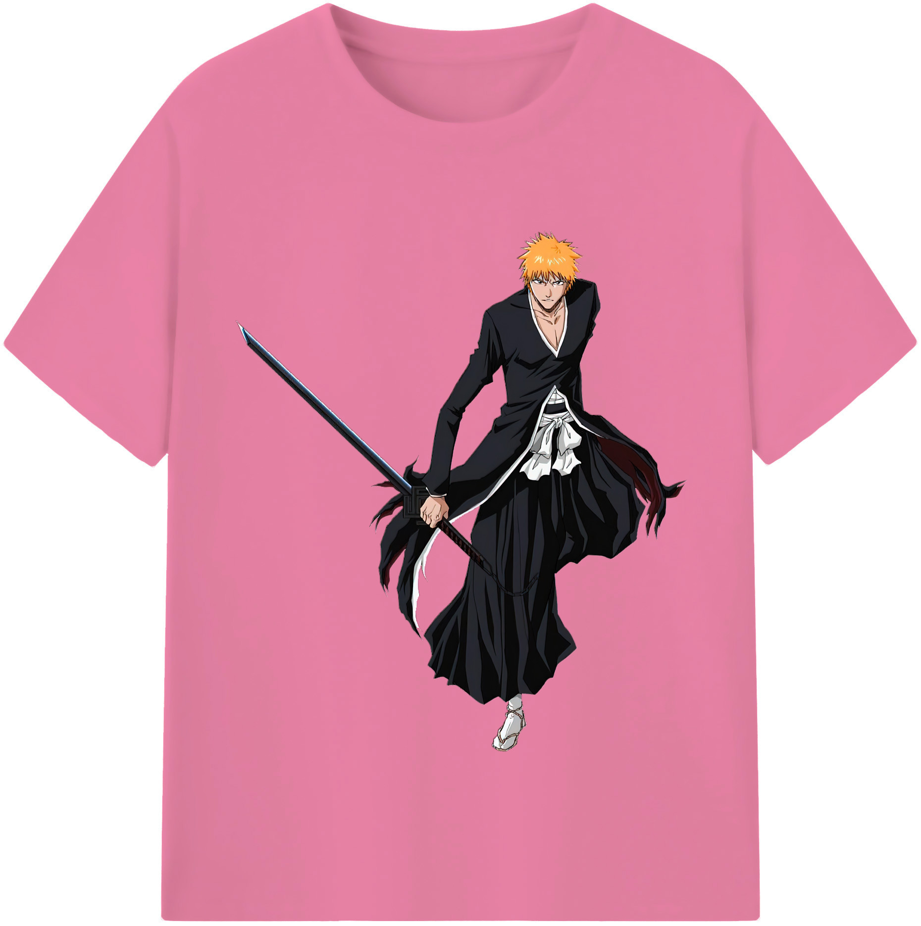 （画像用） ブリーチ 黒崎一護（くろさき いちご）BLEACH Kurosaki Ichigo 綿100％半袖Tシャツ（フロントプリント）